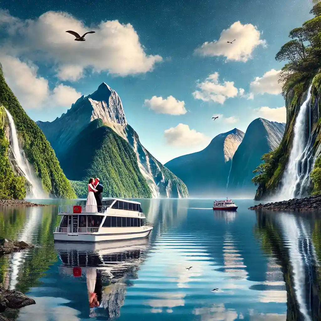 Queenstown, New Zealand, designed for couples seeking adventure. Features include a couple on a scenic crui
