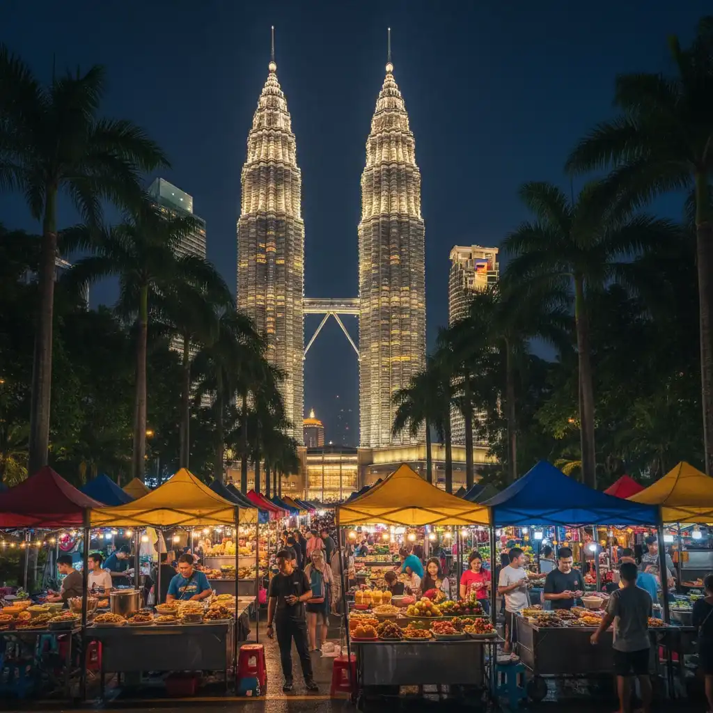 Petronas Twin Towers at night with city lights – most visited destinations in the world 2024